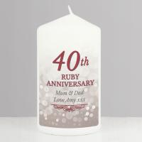 Personalised 40th Ruby Anniversary Pillar Candle Extra Image 2 Preview